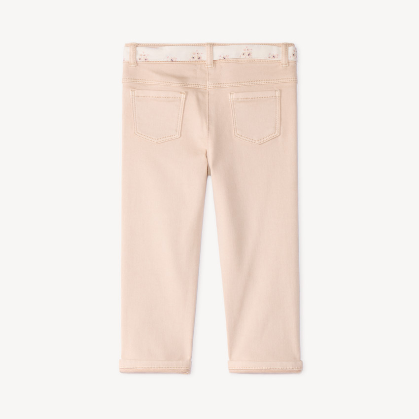 Pantalón slim para bebé niña con cinturilla de tela 
