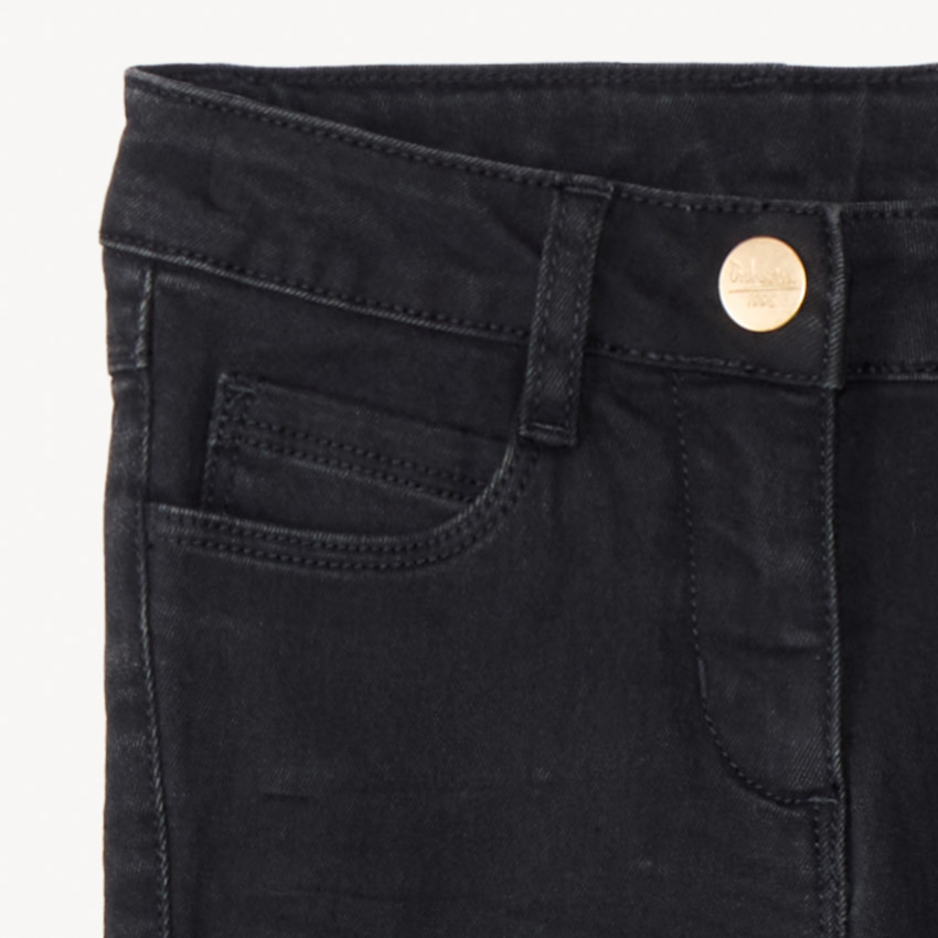 Jean skinny uni noir en denim pour fille  