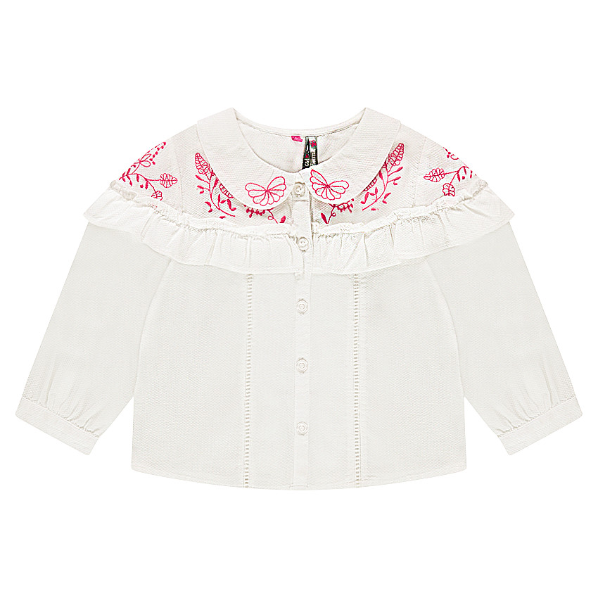 Camisa de algodón de fantasía con bordados y volante  Additional Camisa de algodón de fantasía con bordados y volante