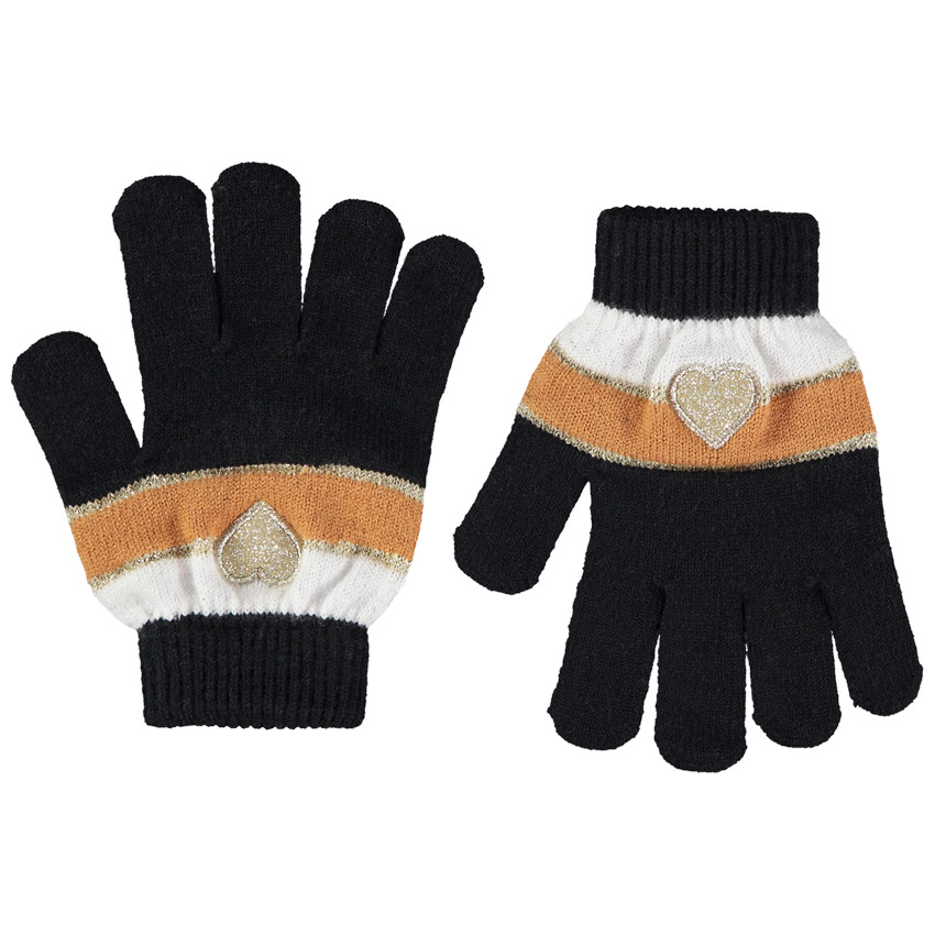 Par de guantes de punto efecto colorblock con corazón bordado para niña 