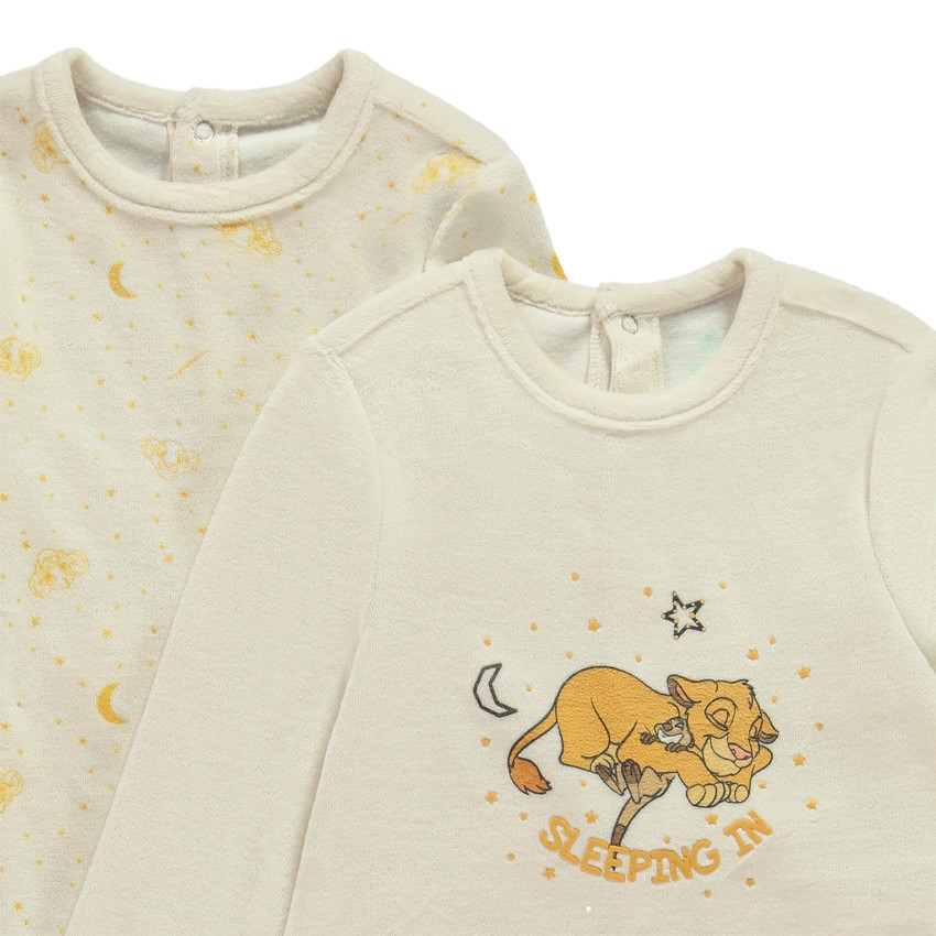 Pack de 2 peleles de terciopelo El Rey León Disney para bebé con aperturas adaptadas a la edad. 