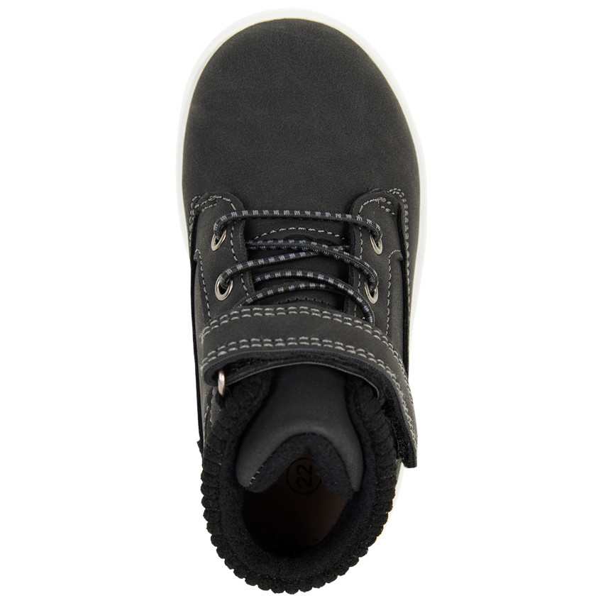 Botines negros con cordones elásticos y velcro para niño 