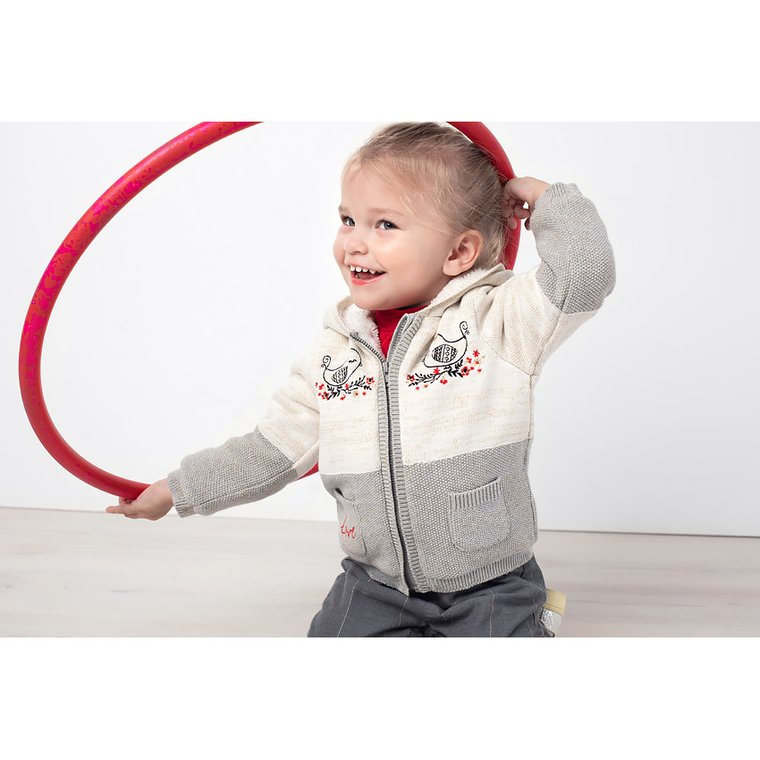 Chaqueta con capucha de punto con forro de borreguillo y pájaros bordados  Additional Chaqueta con capucha de punto con forro de borreguillo y pájaros bordados