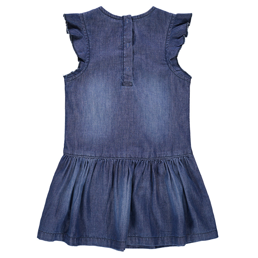 Vestido con efecto vaquero de manga corta con volantes y detalles bordados  Additional Vestido con efecto vaquero de manga corta con volantes y detalles bordados