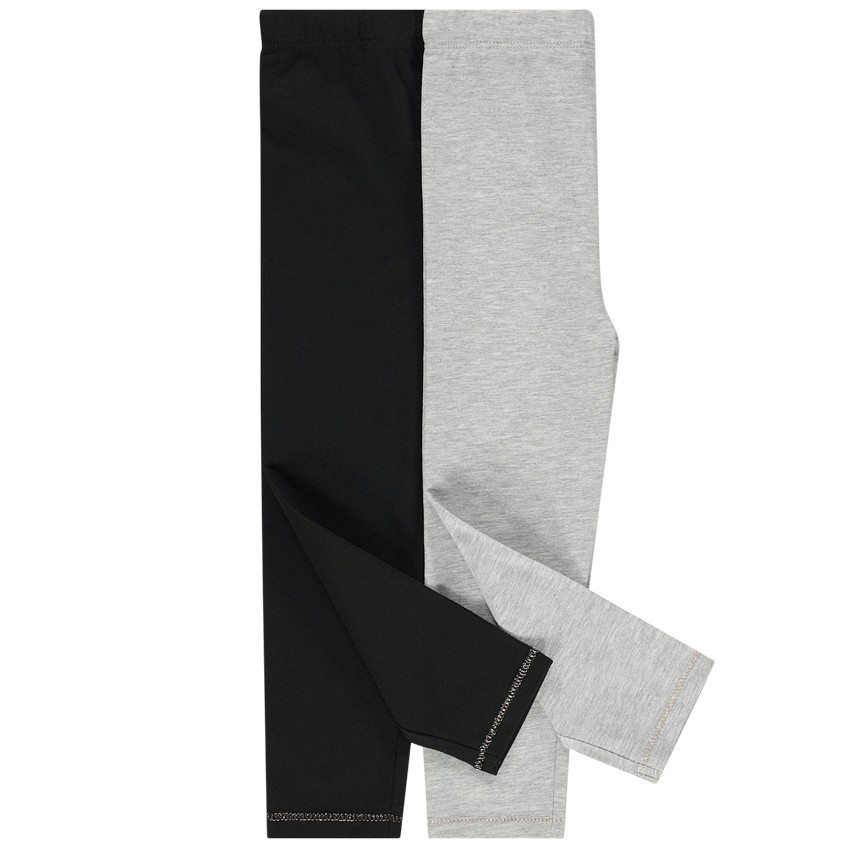 Pack de 2 leggings lisos de algodón para bebé niña 
