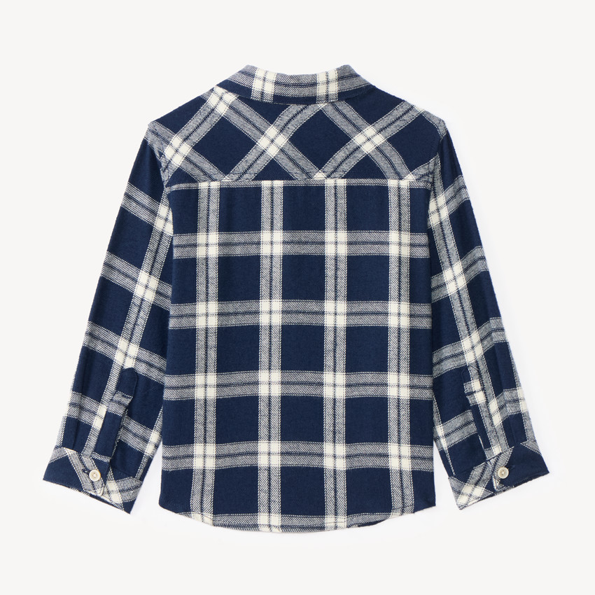 Camisa de mangas largas para bebé niño de franela a cuadros 