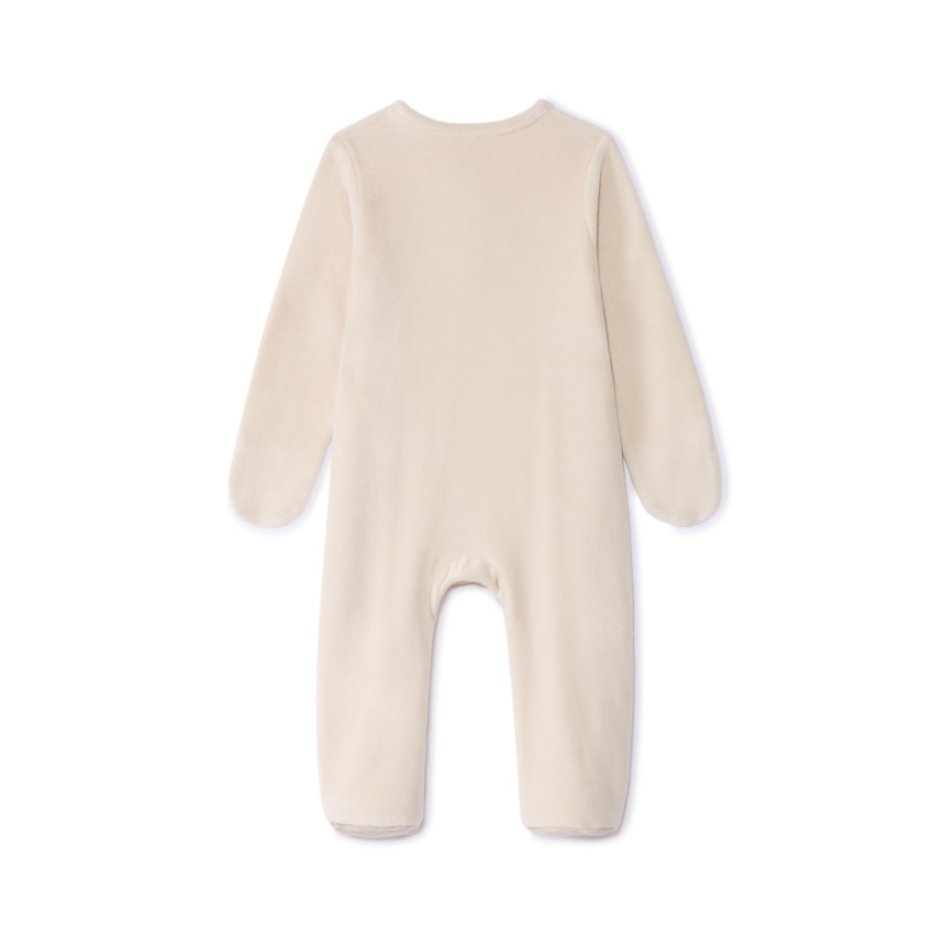 Pelele de terciopelo liso bordado hojas para bebé 