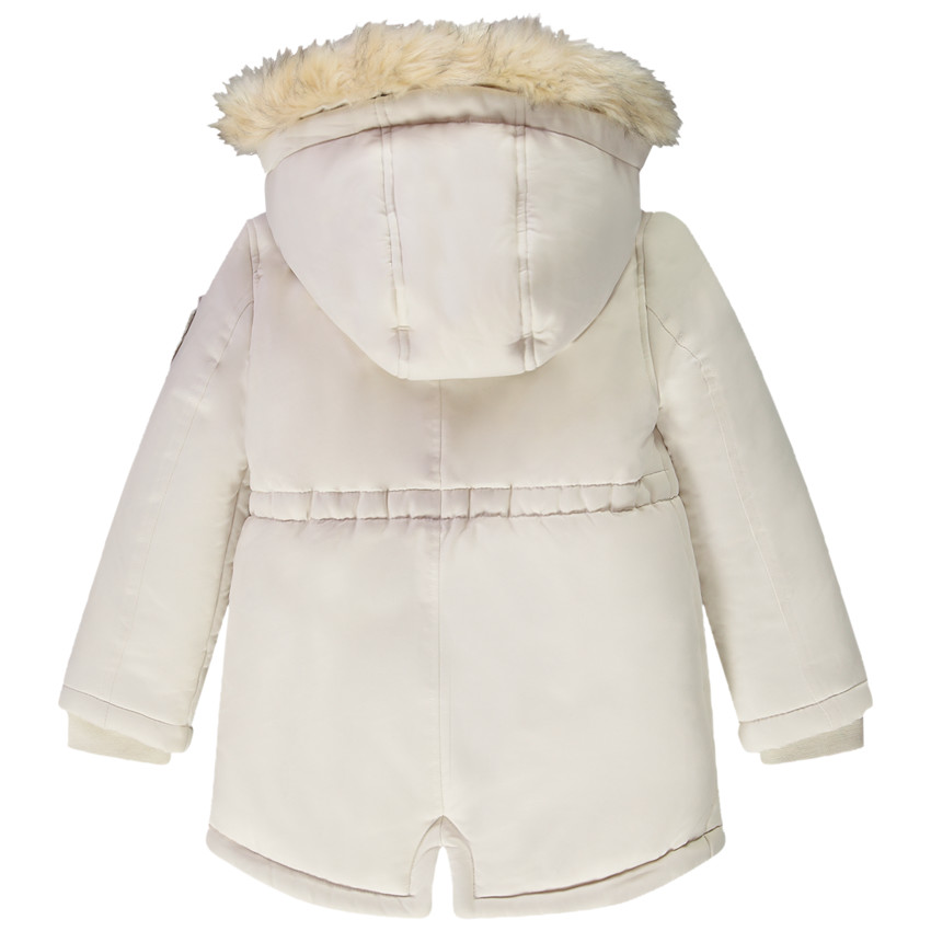 Parka impermeable con capucha y efecto de pelo sintético para niña 