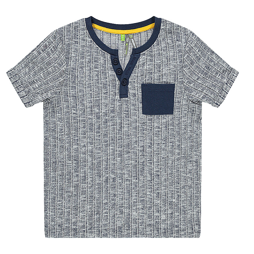 Camiseta acanalada con bolsillo y cuello tunecino 