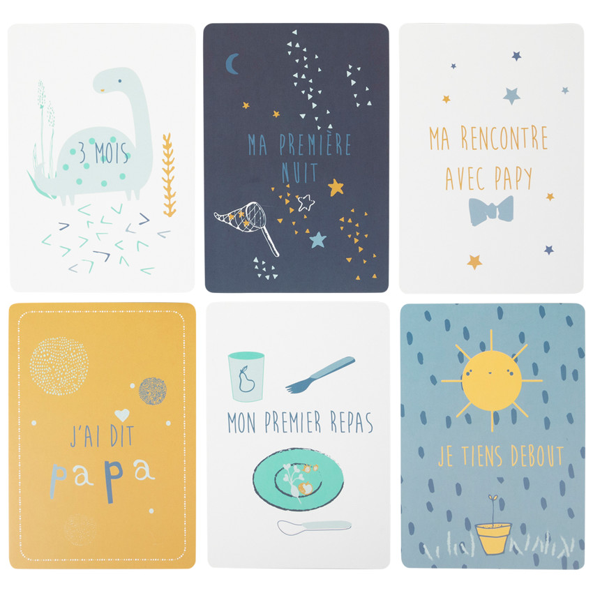 Tarjetas de fotos de nacimiento para bebé niño x28 