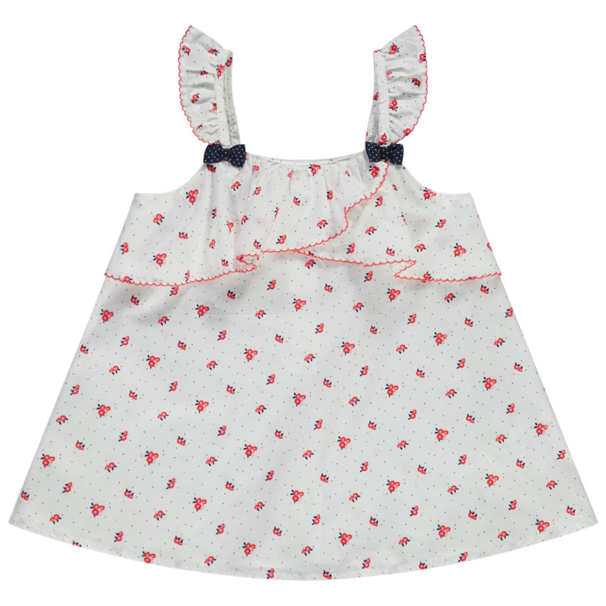 Top de tirantes con volantes estampado flores para bebé niña 