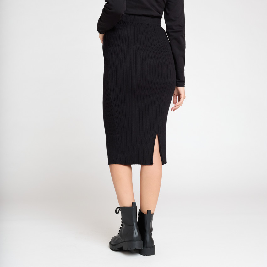 Falda larga ajustada con abertura trasera para mujer 