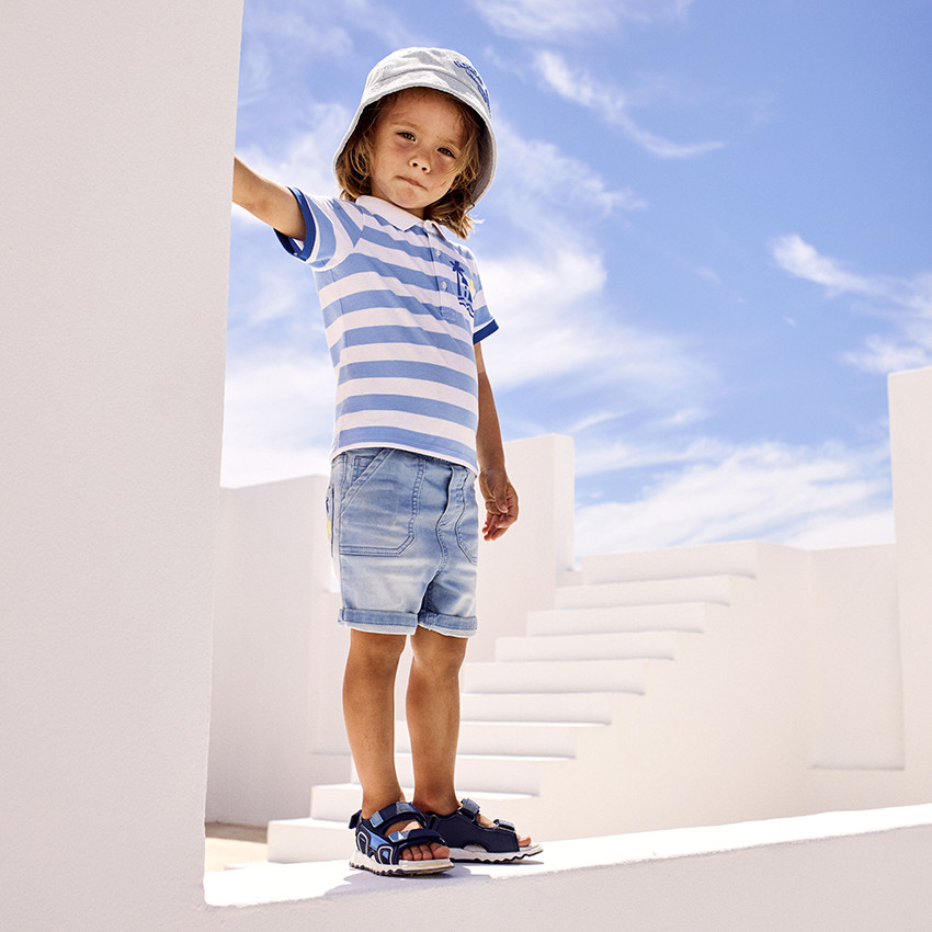 Polo manga corta rayas print arty para bebé niño 