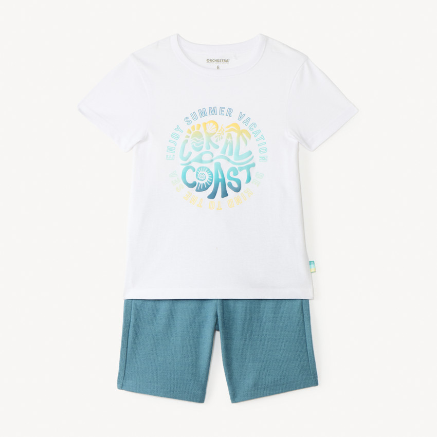 Conjunto corto de 2 piezas, camiseta y bermudas para niño. 