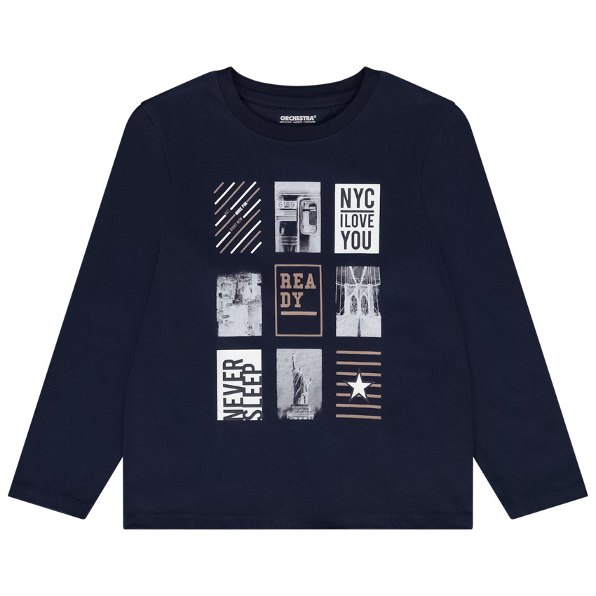 Camiseta de manga larga de jersey con estampado fantasía niño 