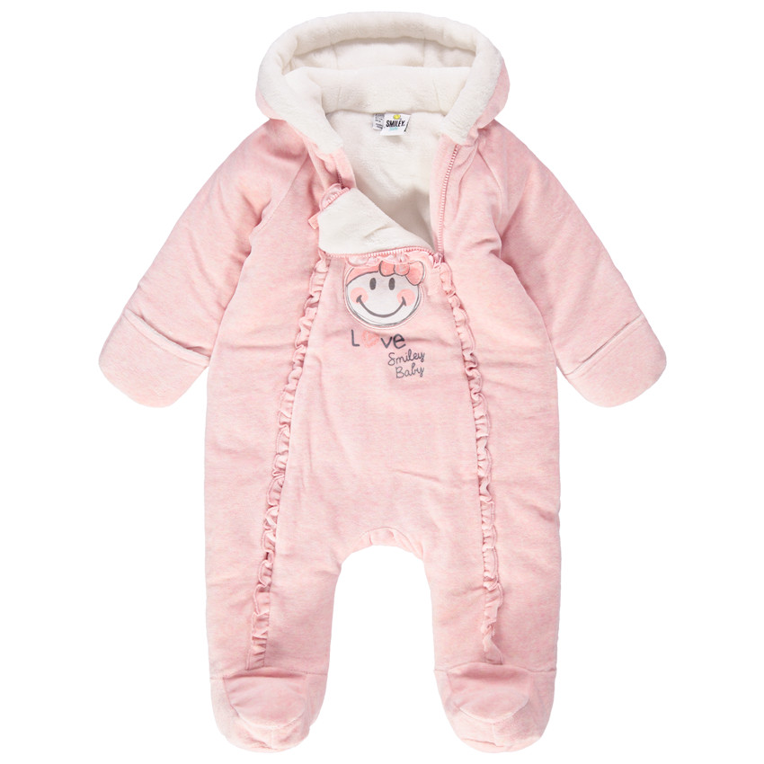 Mono de terciopelo con estampado de Smiley y volantes 
