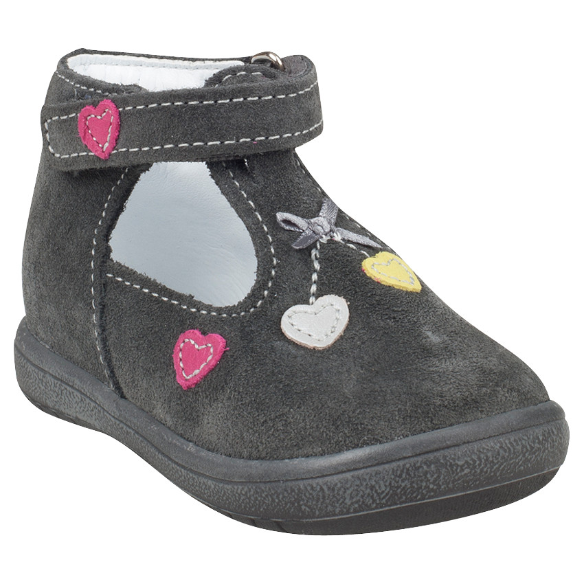 Zapatos salomé de piel serraje aplicación con estampado corazón 