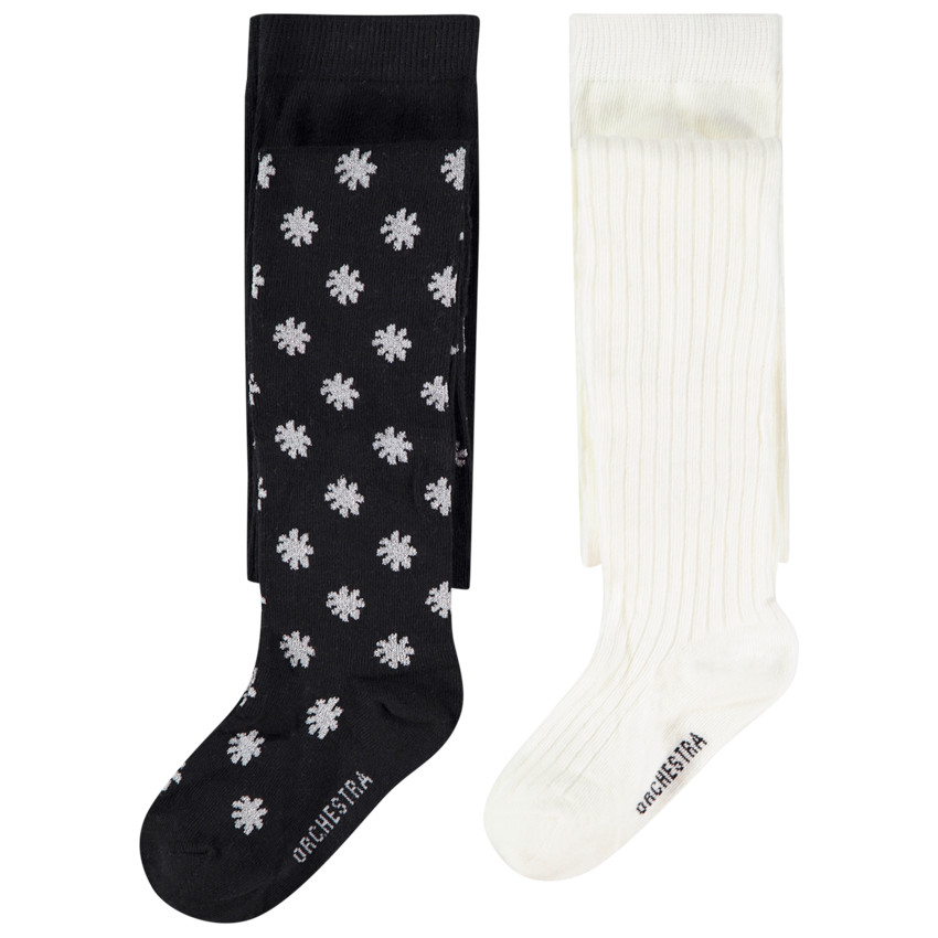 Lote de 2 pares de medias gruesas de fantasía para niña 