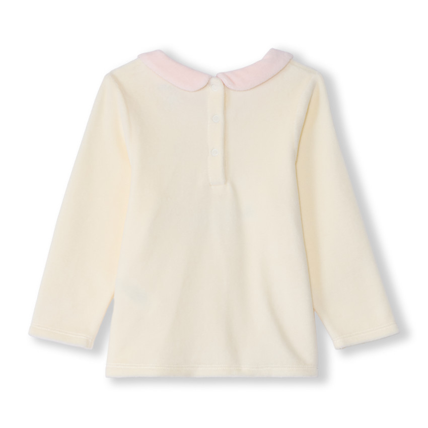 Pijama de 2 piezas de terciopelo con conejo para bebé niña con acabados variados según la edad 