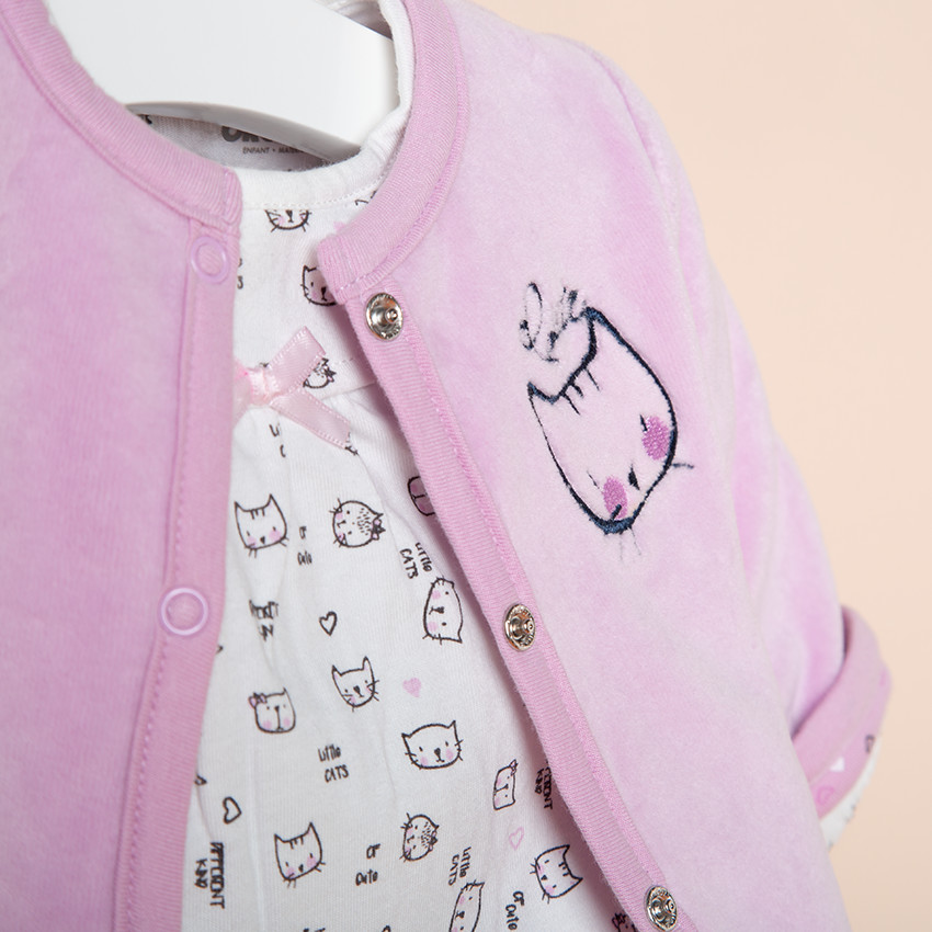 Conjunto de túnica de manga larga, chaqueta y calzón 