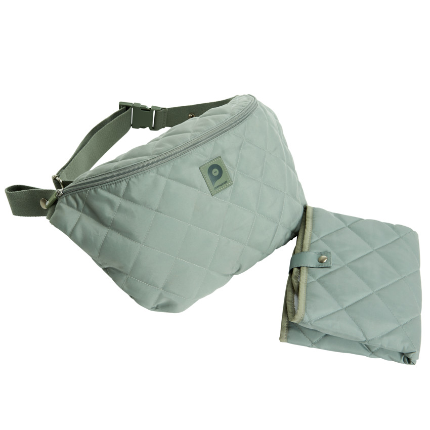 Riñonera cambiador acolchada Stockholm verde con cambiador incluido 