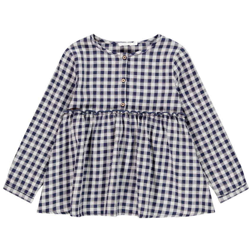 Túnica manga larga estampado cuadros 