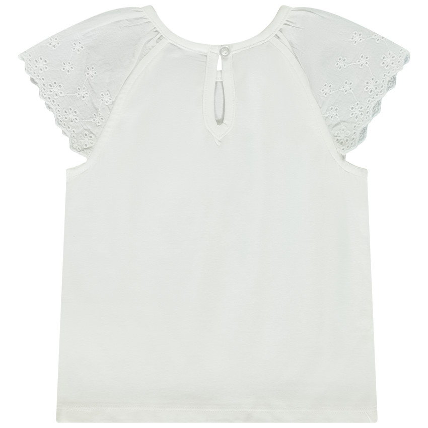 Camiseta manga corta en bordado inglés para bebé niña 