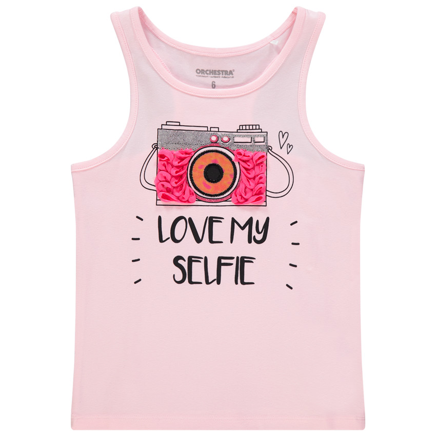 Camiseta sin mangas cámara con aplique de lentejuelas 