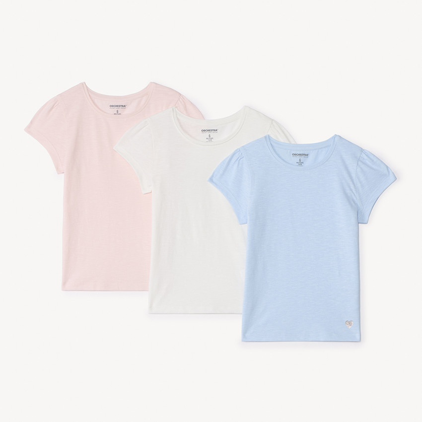 Pack de 3 camisetas de manga corta con estampado de corazones para niña 