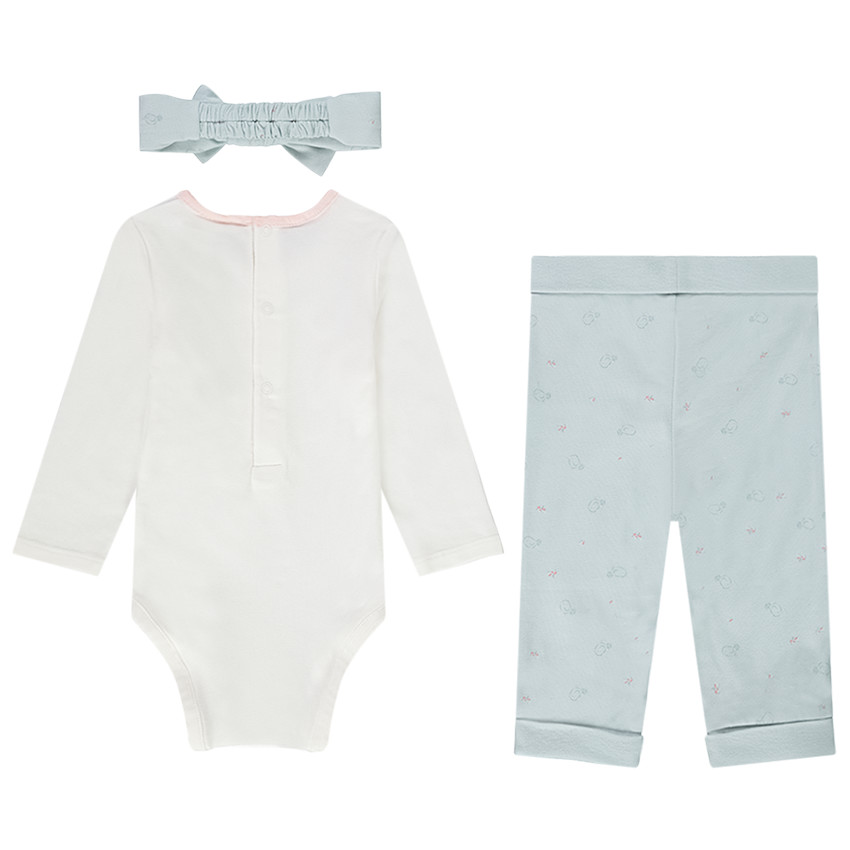 Conjunto 3 piezas en jersey para bebé niña 