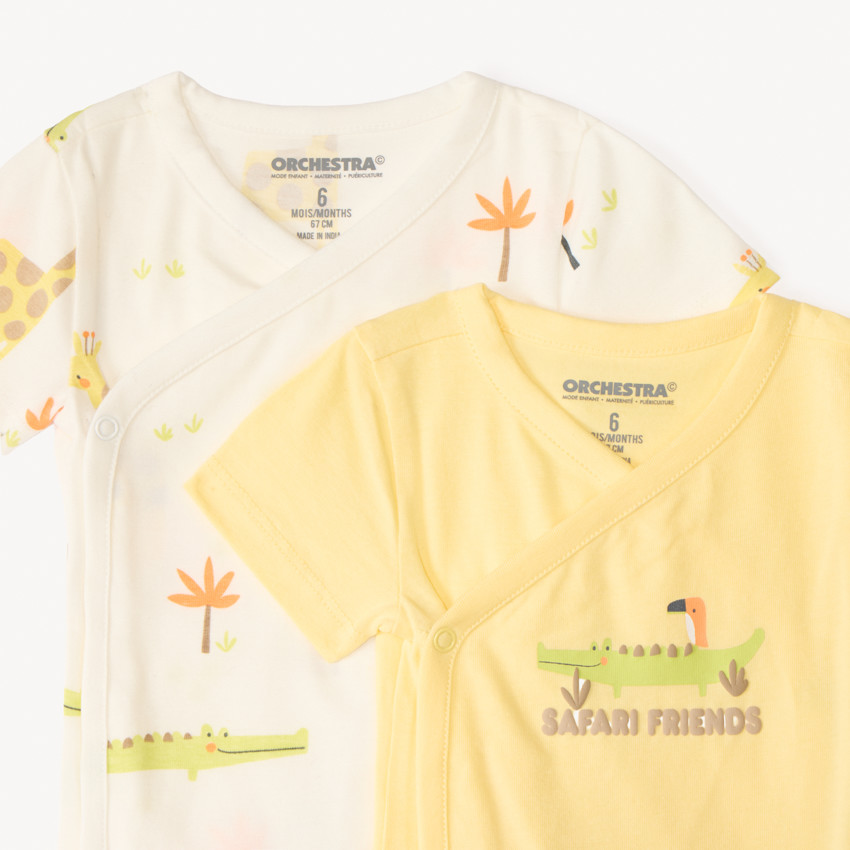 Lote de 5 bodies con motivos de safari para bebé niño (diferentes aperturas según la edad) 