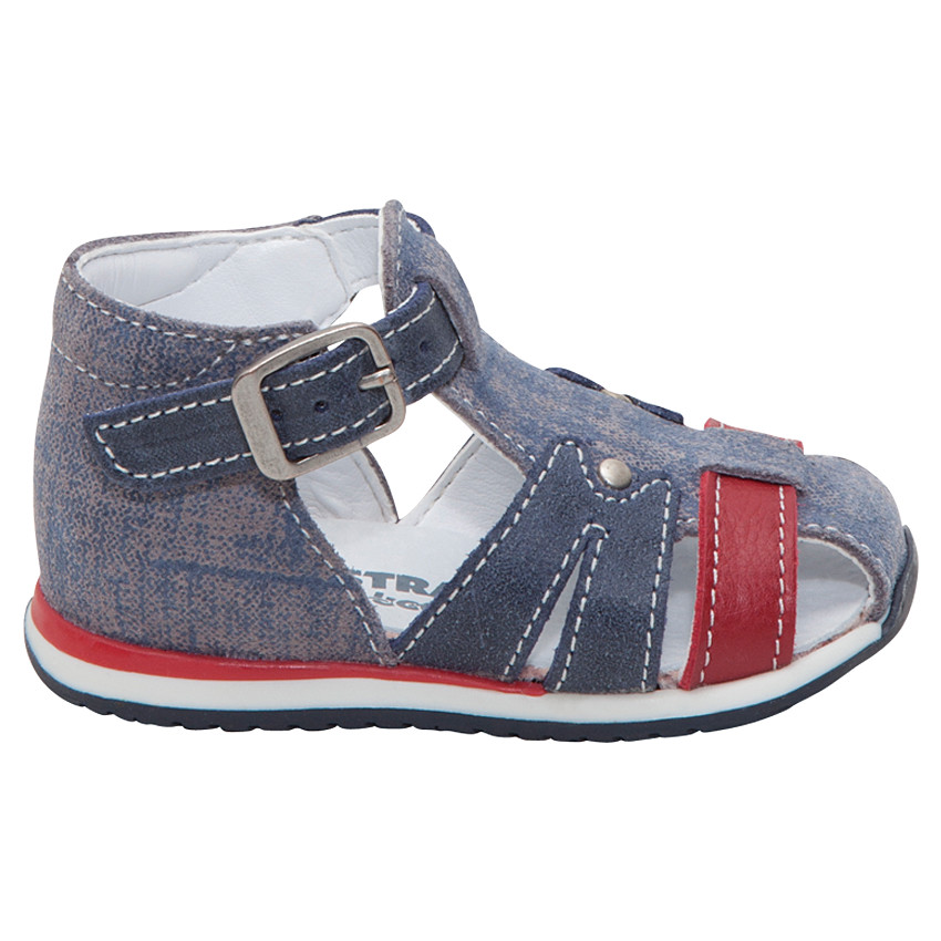 Sandalias de cuero con tiras contrastantes efecto desgastado 