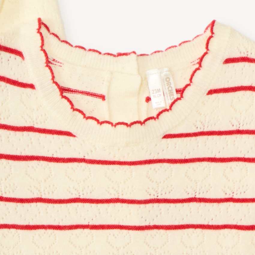Chaleco y camiseta de bebé niña de punto con diseño. 