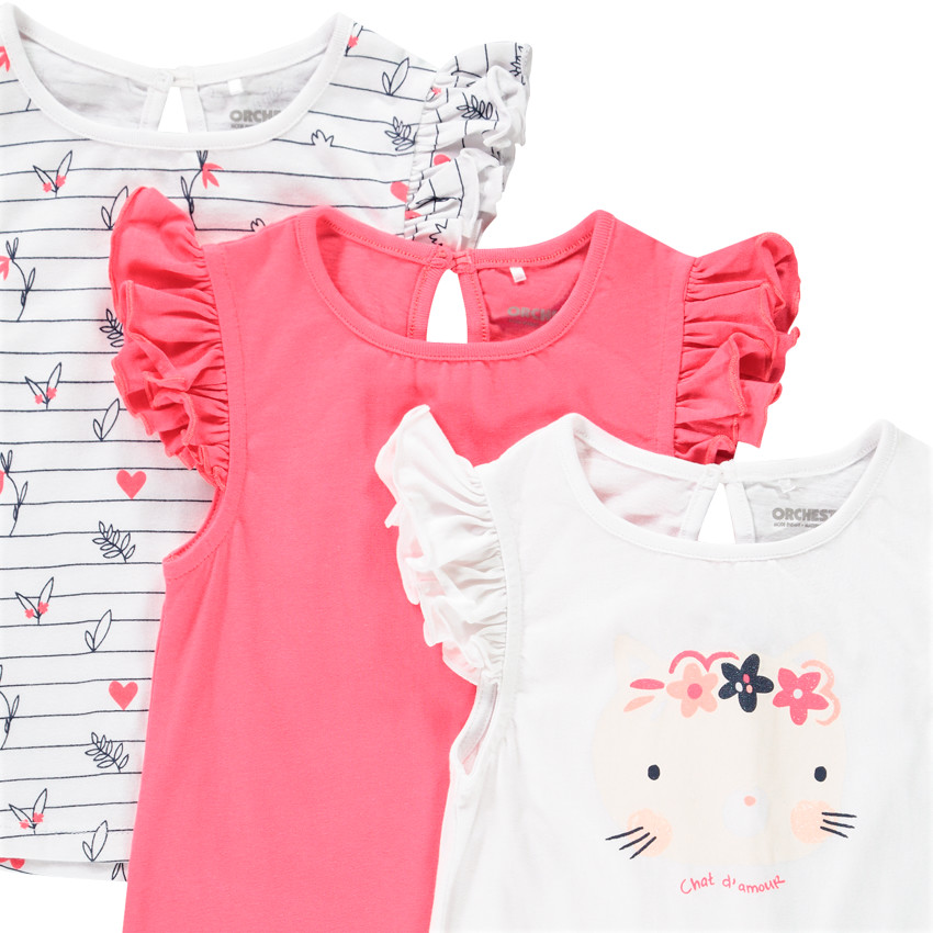 Lot de 5 t-shirts manches courtes pour bébé fille 