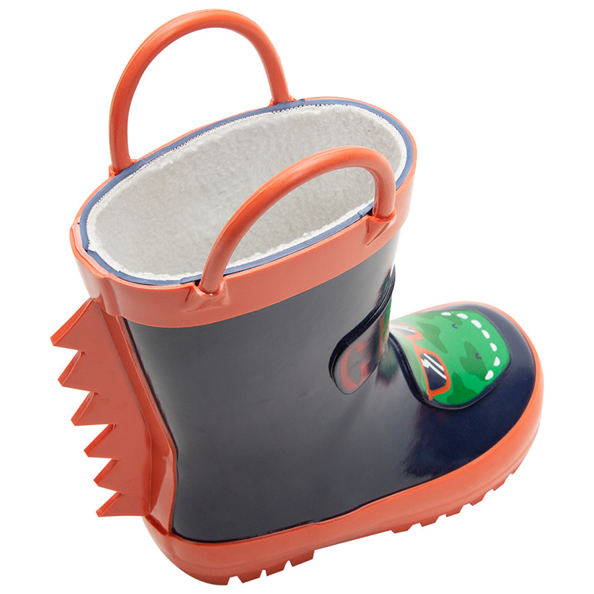 Botas de lluvia de caucho con asas y parche de dinosaurio de la 24 a la 29 